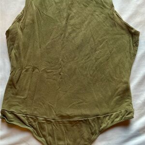 Green Fitted Sleeveless Bodysuit